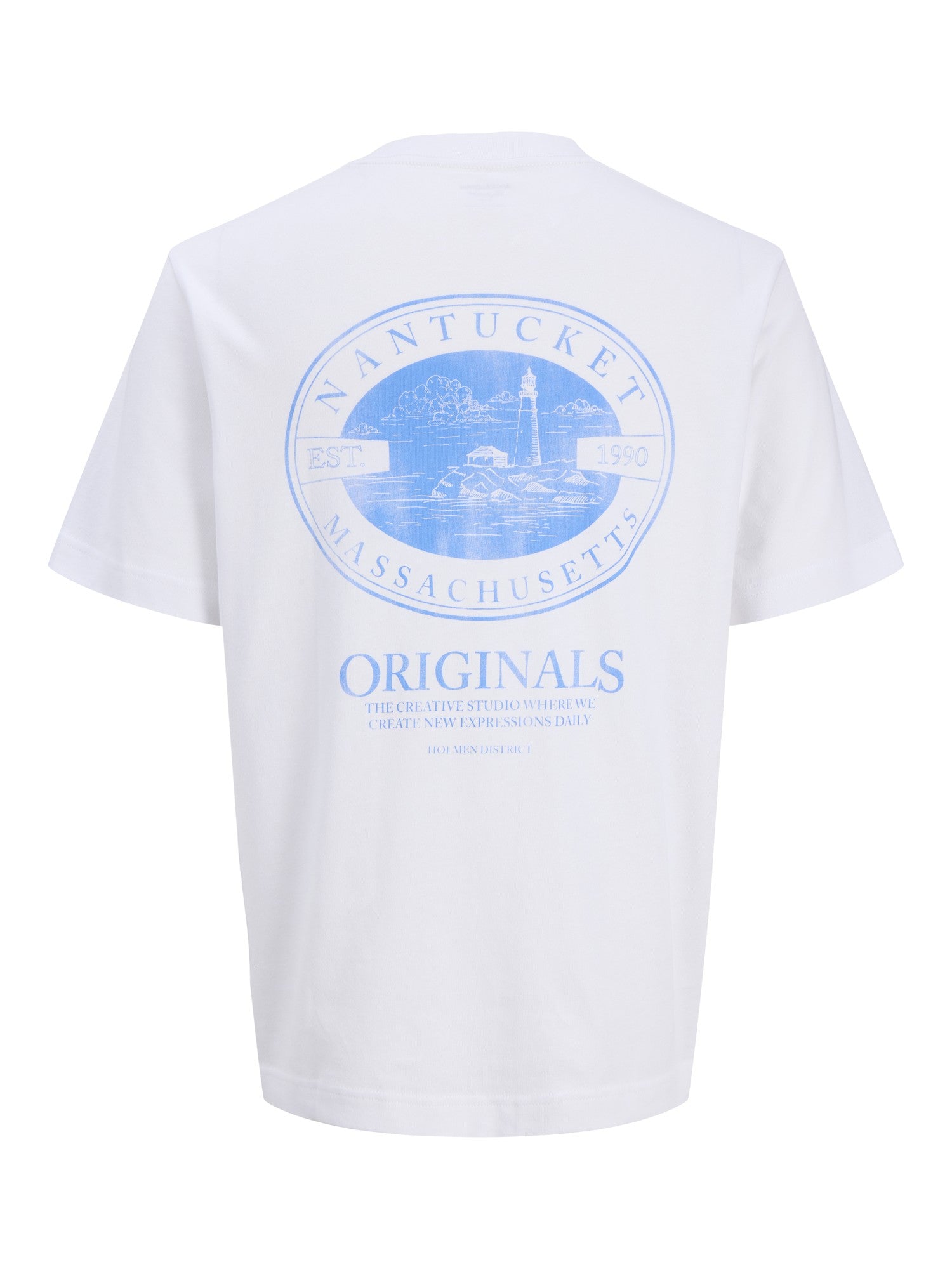 JACK JONES ORIGINALS Nantucket Back Graphic Tee-Bright White Bright White model front view