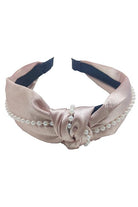 PULSE Knot Top Hairband with Pearl Detail Peach model front view