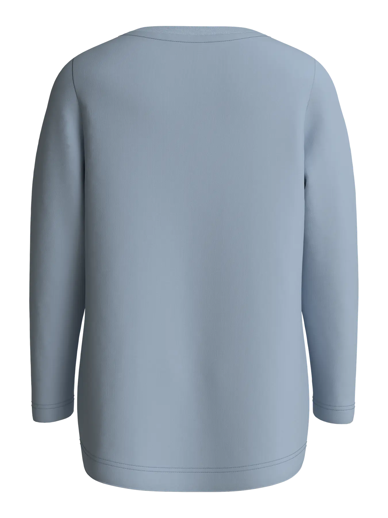 A light blue long-sleeve top shown from the back, photographed against a plain white background.