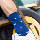 Swole Panda Navy Sheep Bamboo Socks Navy model front view
