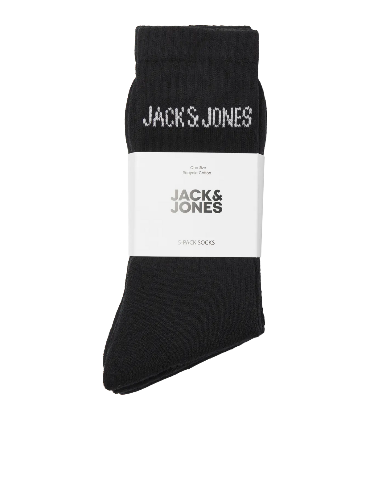 JACK & JONES Regen Sports Socks 5 Pack in Black packaged front view