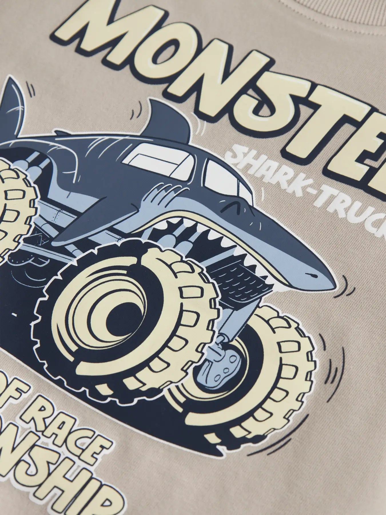 NAME IT Vanyo Short Sleeve T-Shirt Chateau Gray Monster Shark close up view