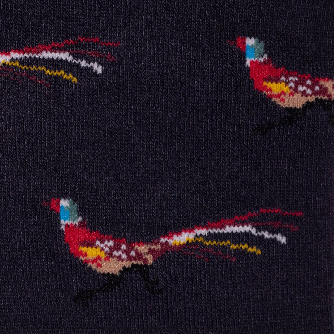 pheasant design on navy bamboo socks
