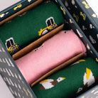 Swole Panda Sock Gift Box - 3 Pairs - Farming Green/Pink back view