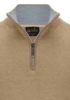 6TH SENSE Harry Camel 1/4 Zip Knit CAMEL model front view