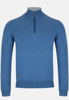6TH SENSE Harry 1/4 Zip Knit- True Blue True Blue model front view
