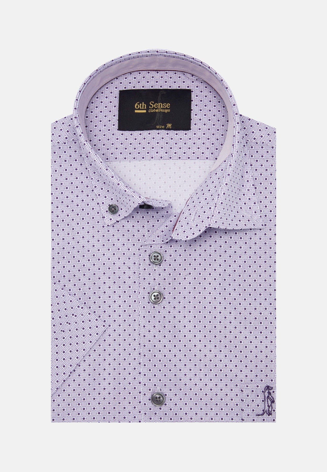 Men's Button Down Pink/Purple Dot Print Shirt-Front View