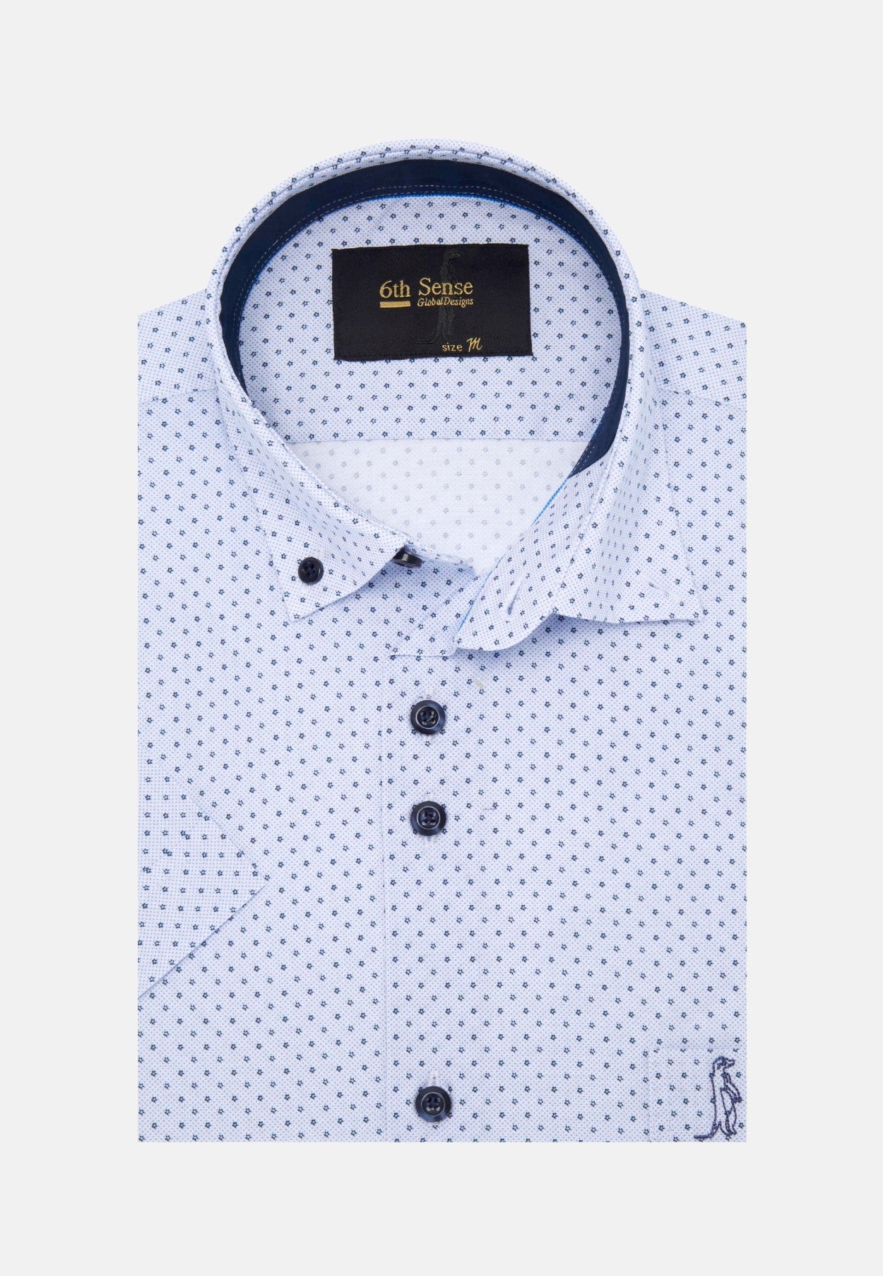 Men's Button Down Blue/Navy Star Print Shirt-Front View
