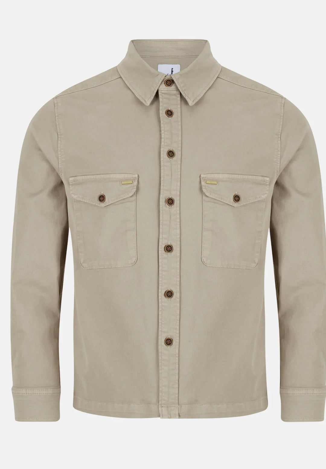 Men's Twill Dark Khaki Overshirt-Front View