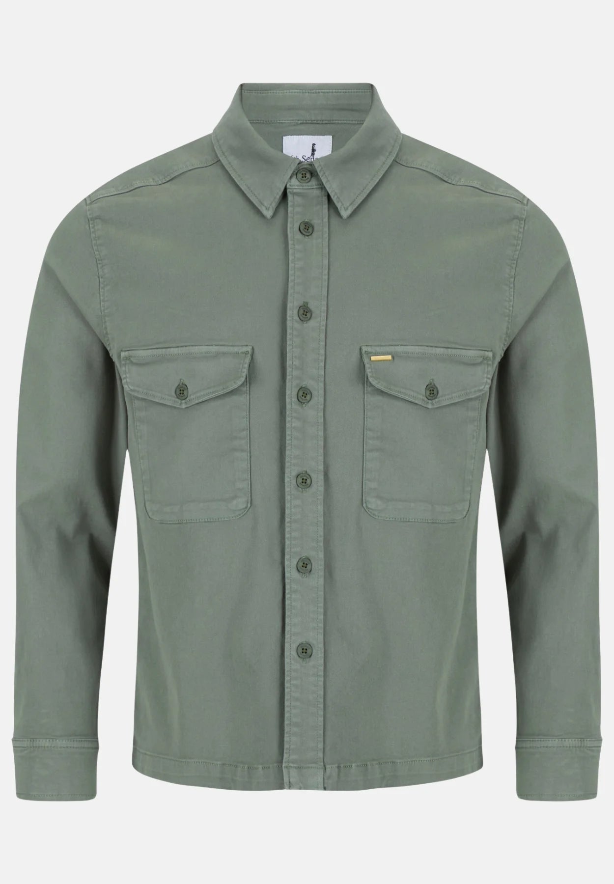 Men's Twill Olive Overshirt-Front View