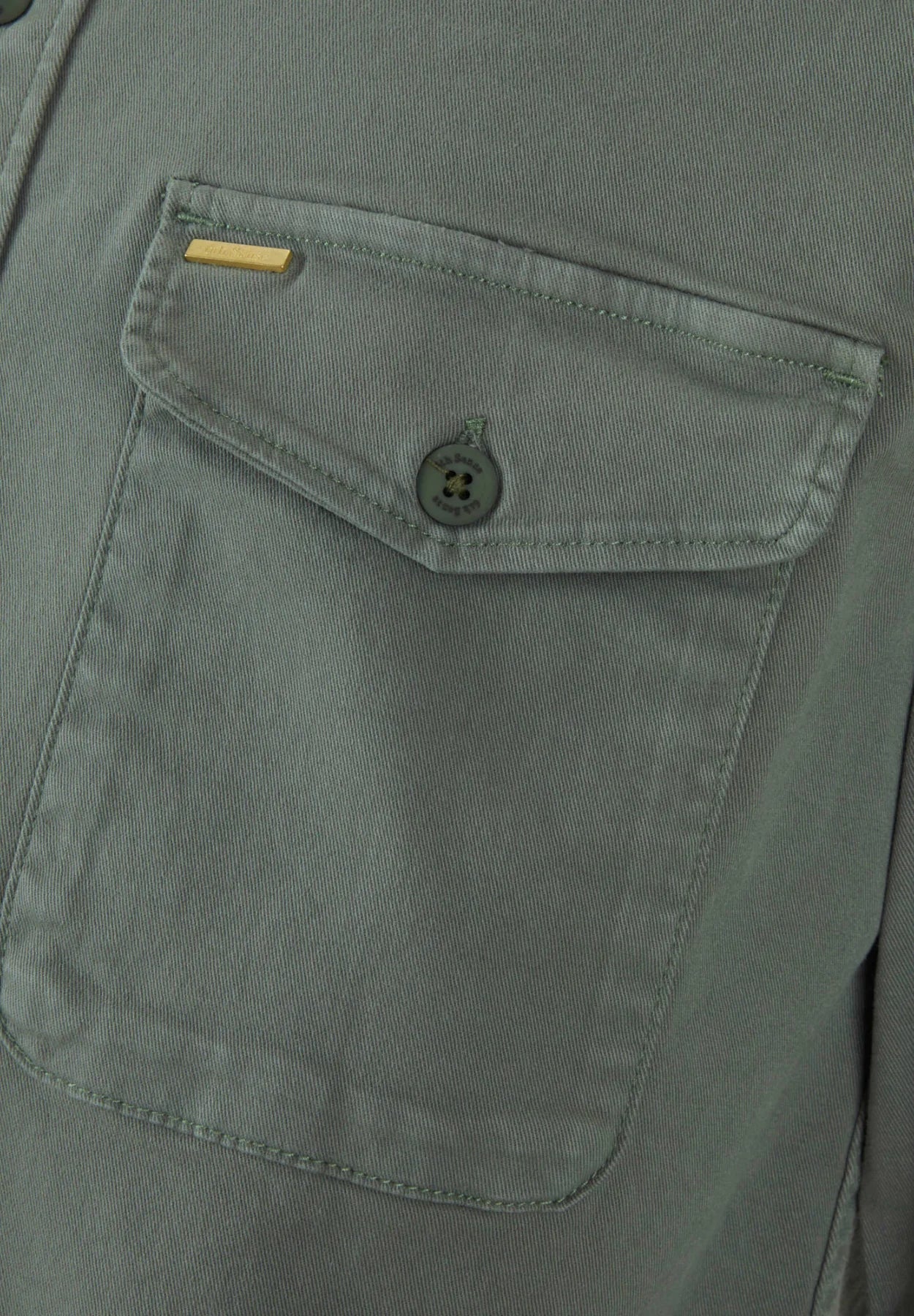 Men's Twill Olive Overshirt-Pocket View