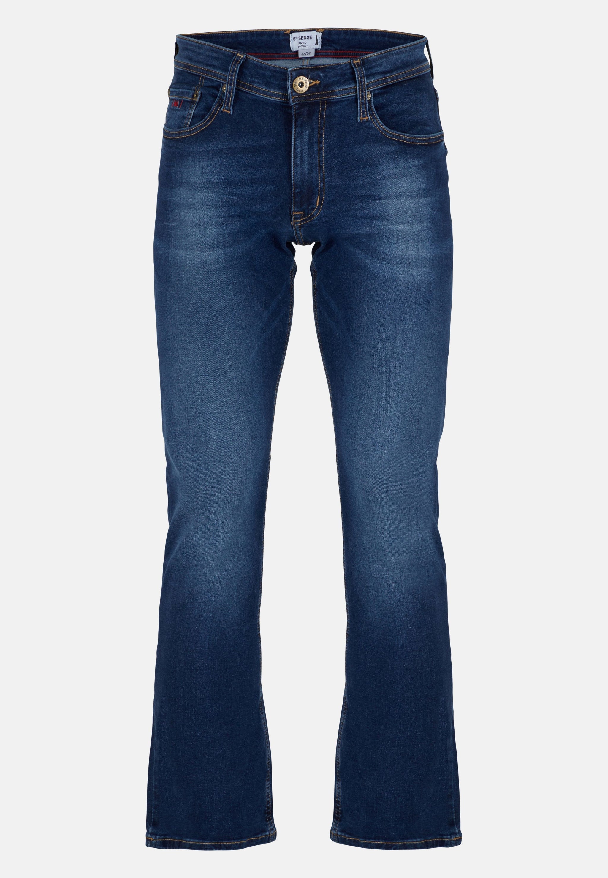 6TH SENSE Mid Wash 2 Stretch Bootcut Jeans – Men's Mid-Rise Mid Wash front view