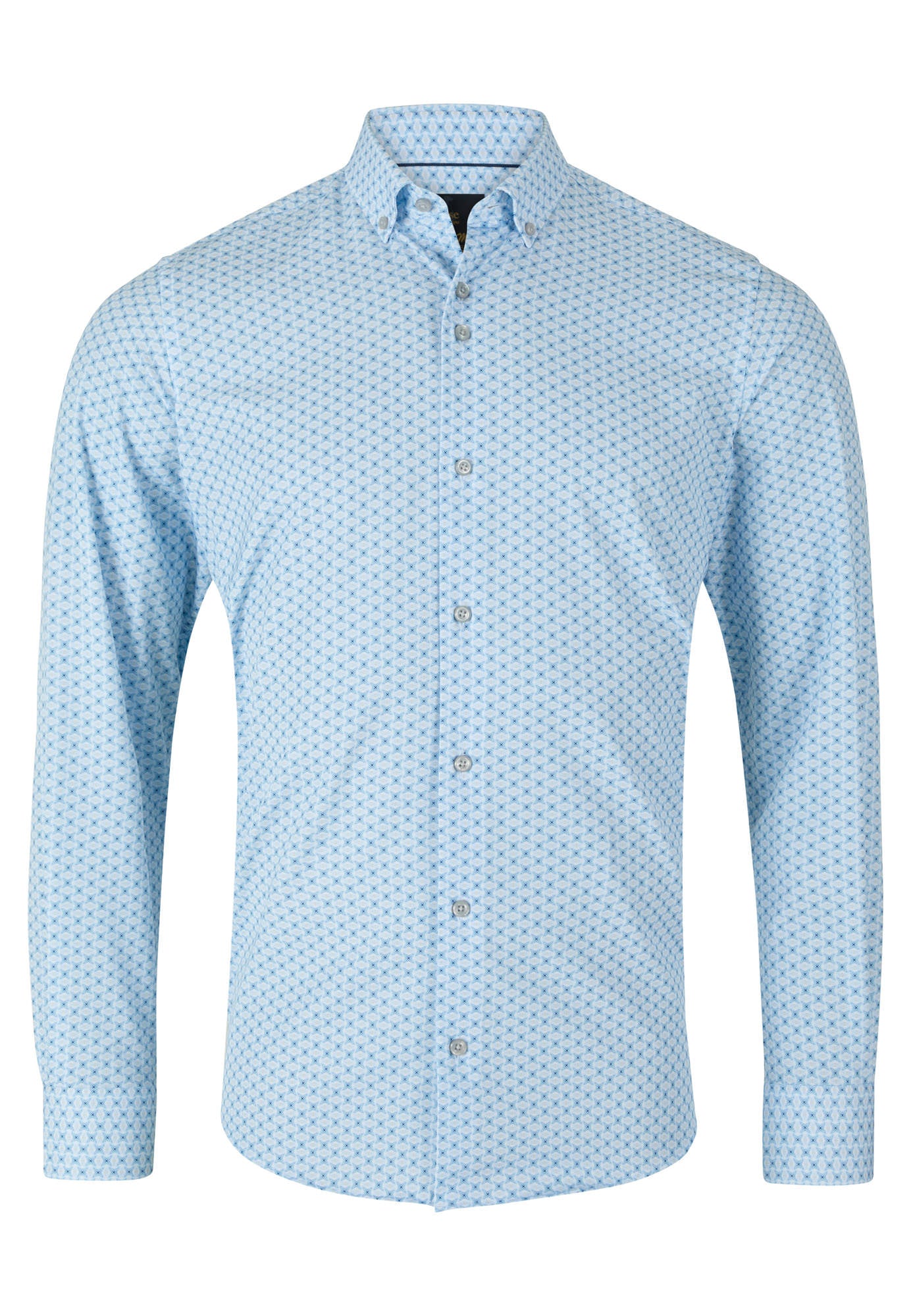 6TH SENSE Performance 1 Blue White Tan Pattern Shirt Blue/White/Tan front view