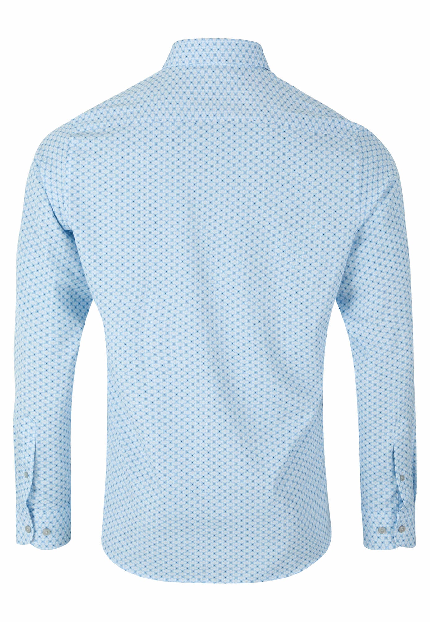 6TH SENSE Performance 1 Blue White Tan Pattern Shirt Blue/White/Tan model front view