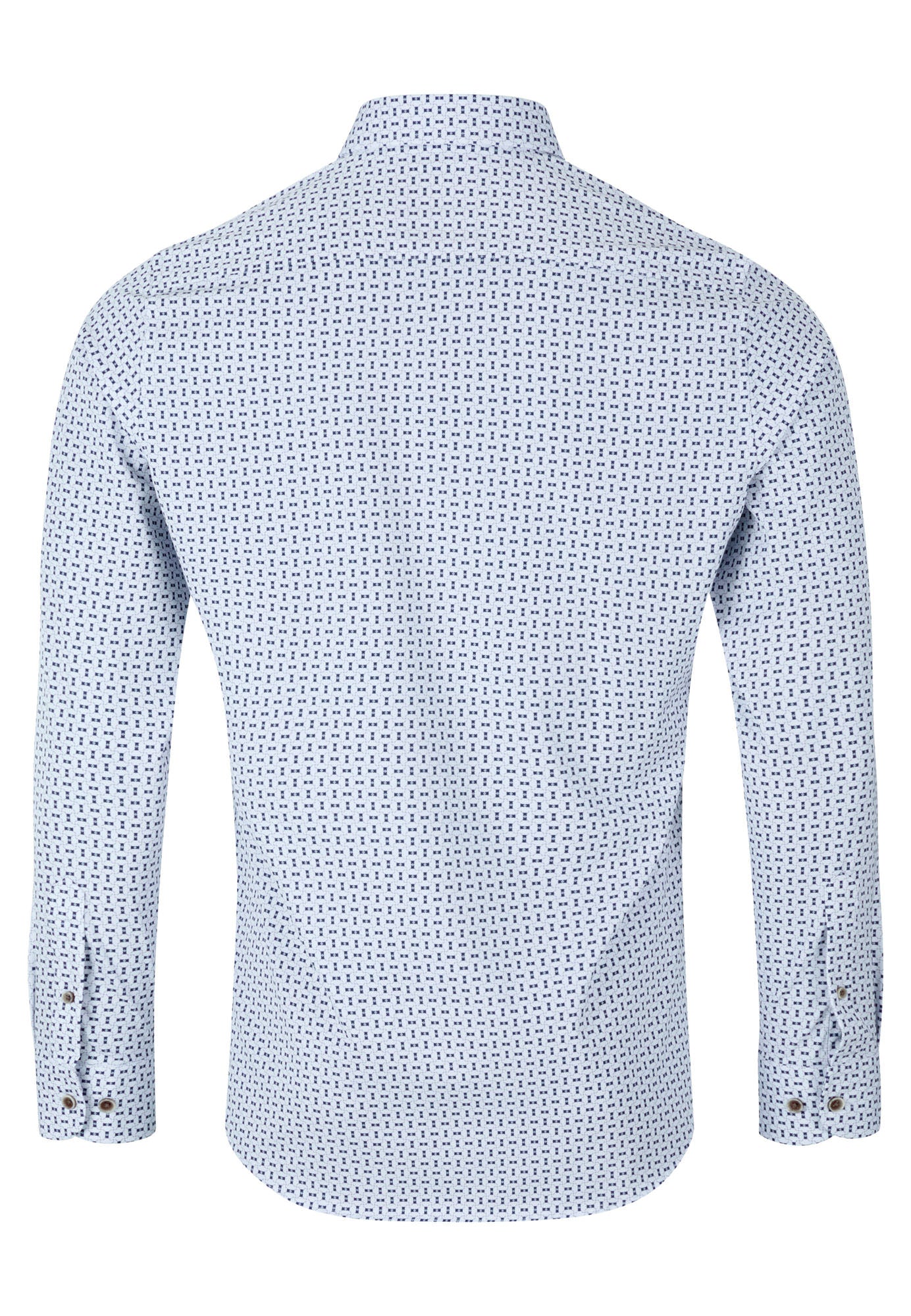 Long-sleeve shirt with a subtle pattern on a white background