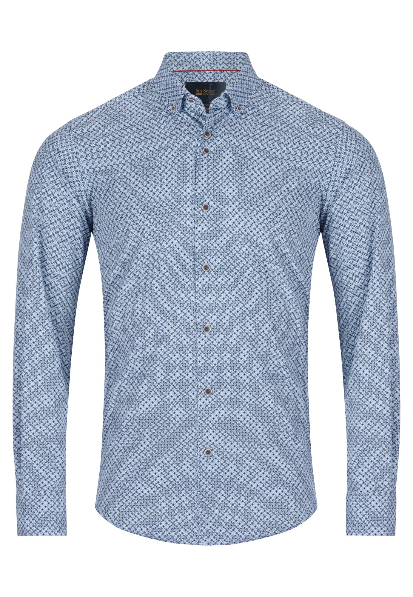 Blue link pattern shirt on a white background