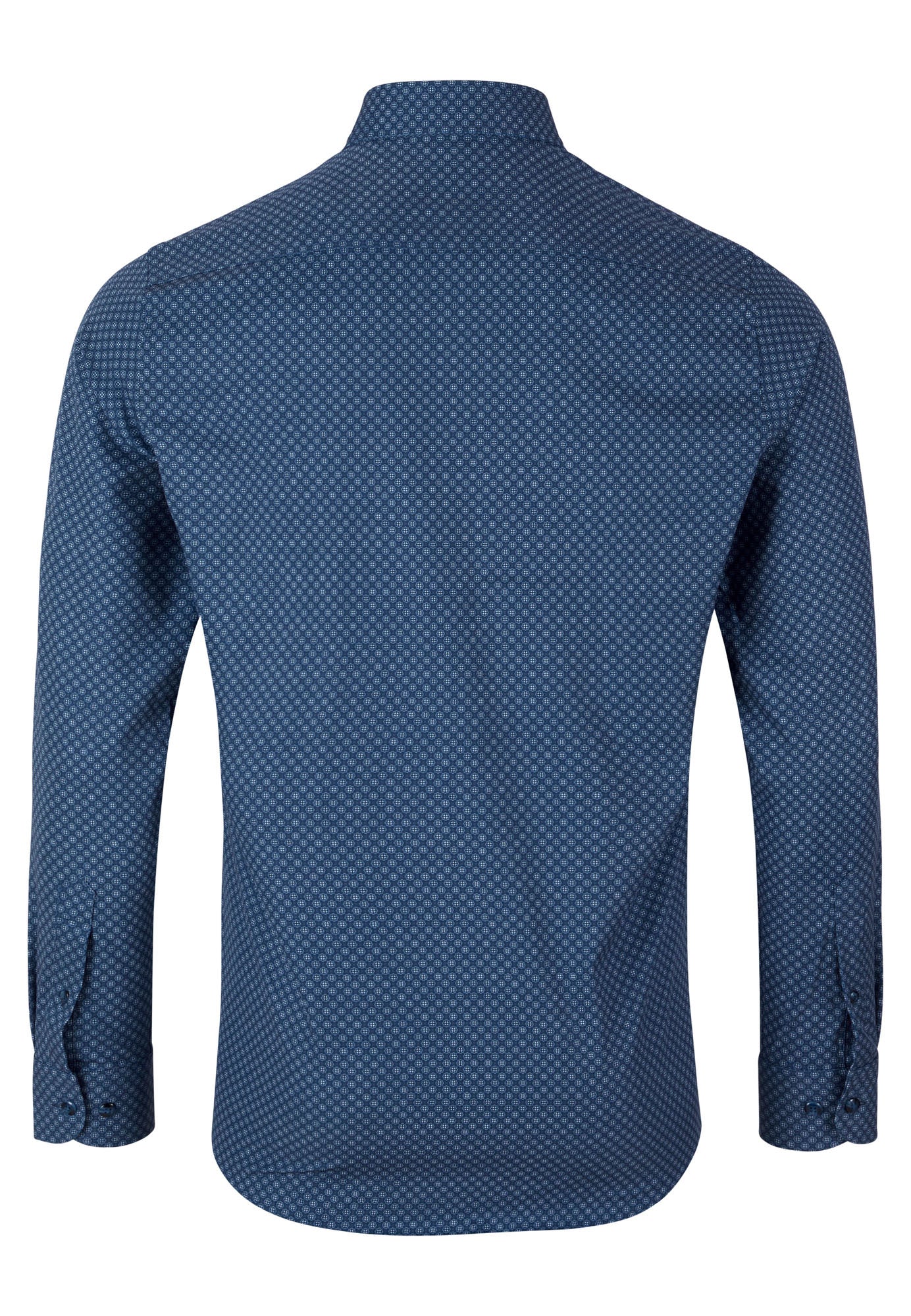 Blue patterned shirt on a white background