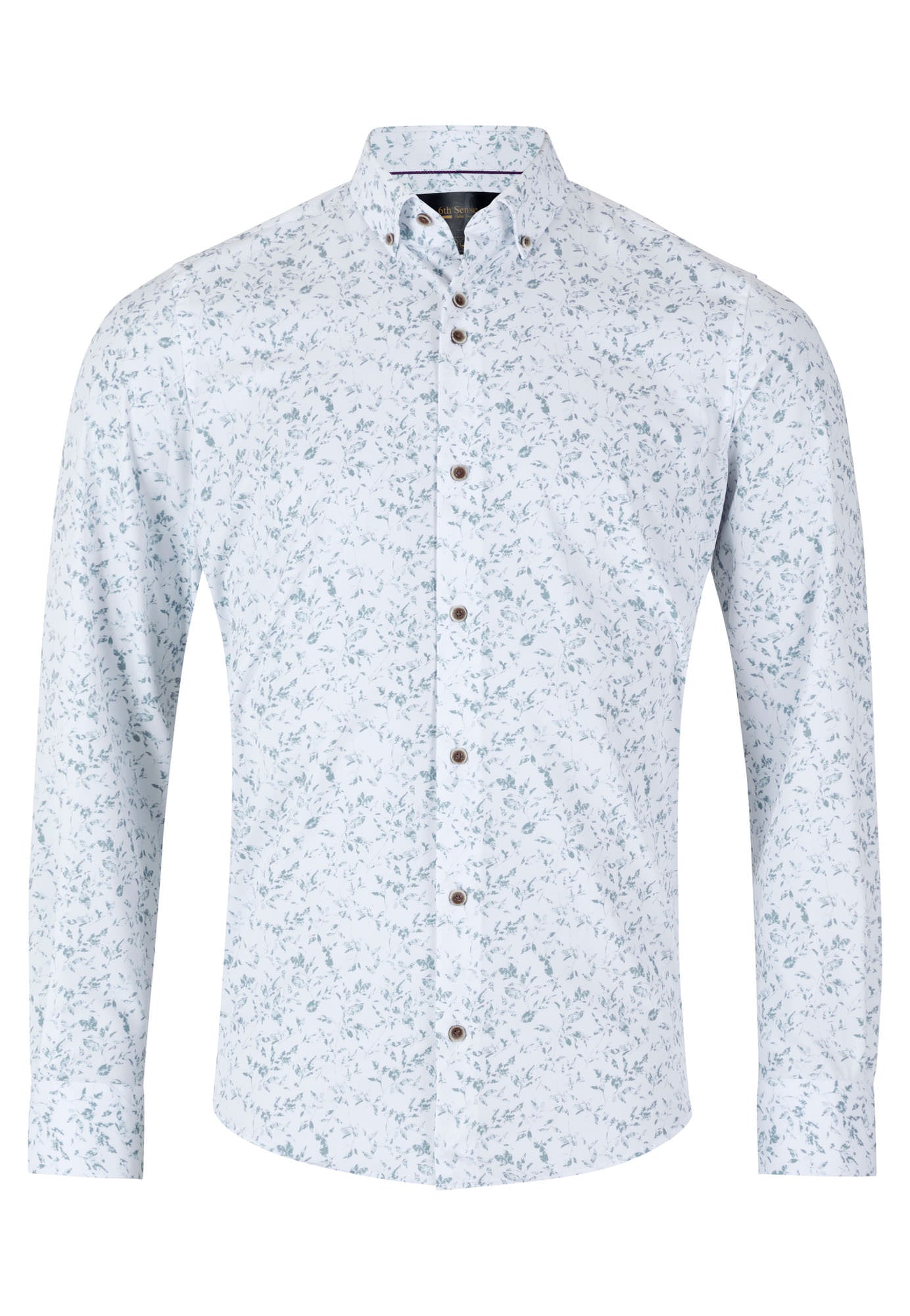Light blue floral patterned shirt on a white background