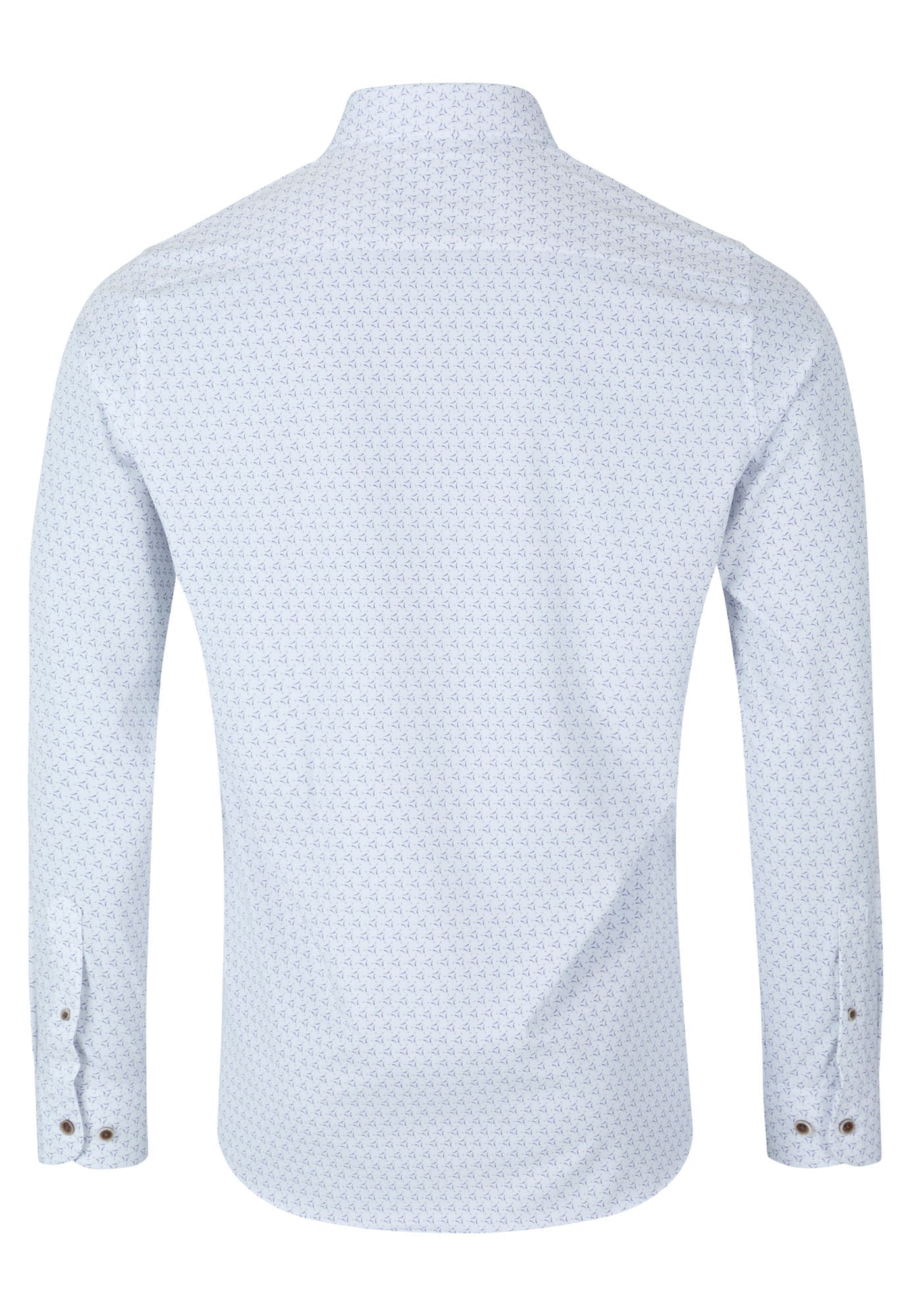 shirt with a subtle geometric pattern and button details.