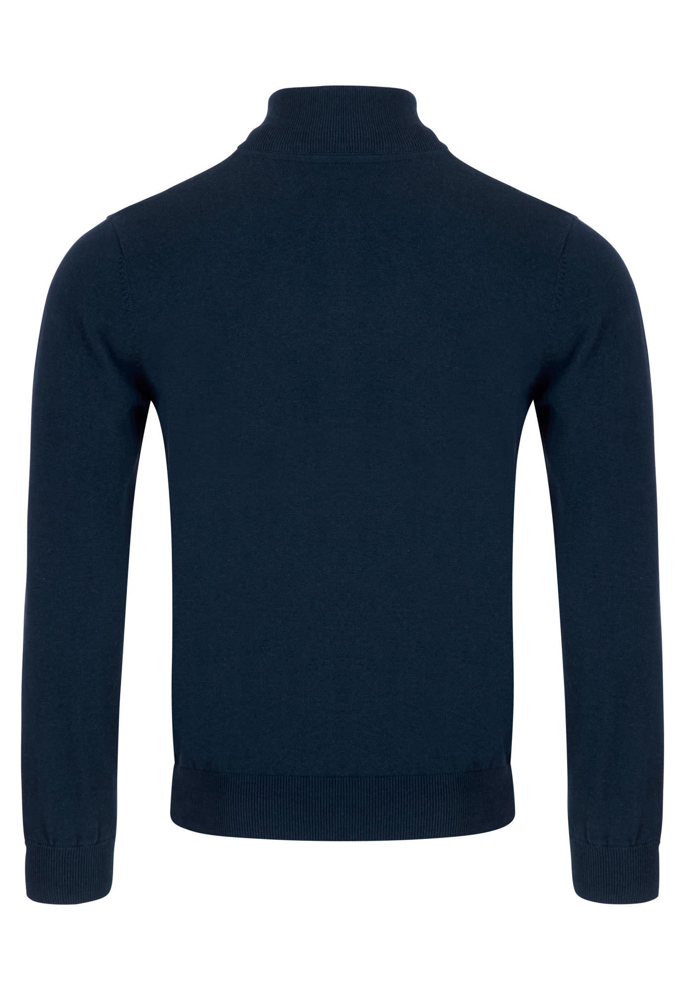 Indigo 1/4 zip sweater on a white background