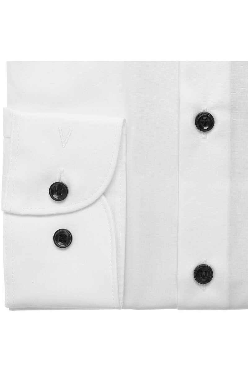 Body Fit White Tuxedo Shirt With Black Buttons-Sleeve view