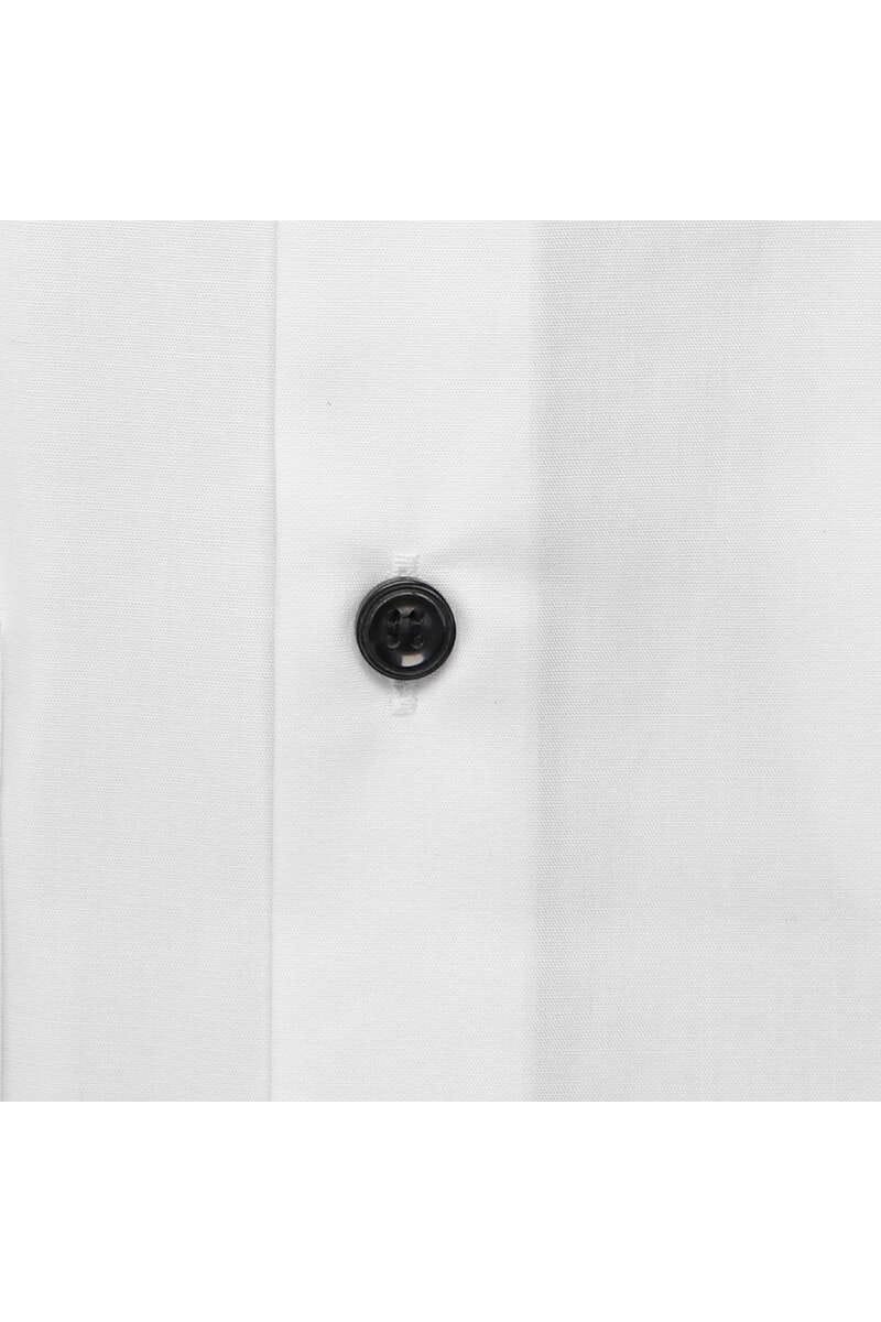 Body Fit White Tuxedo Shirt With Black Buttons-Button detail