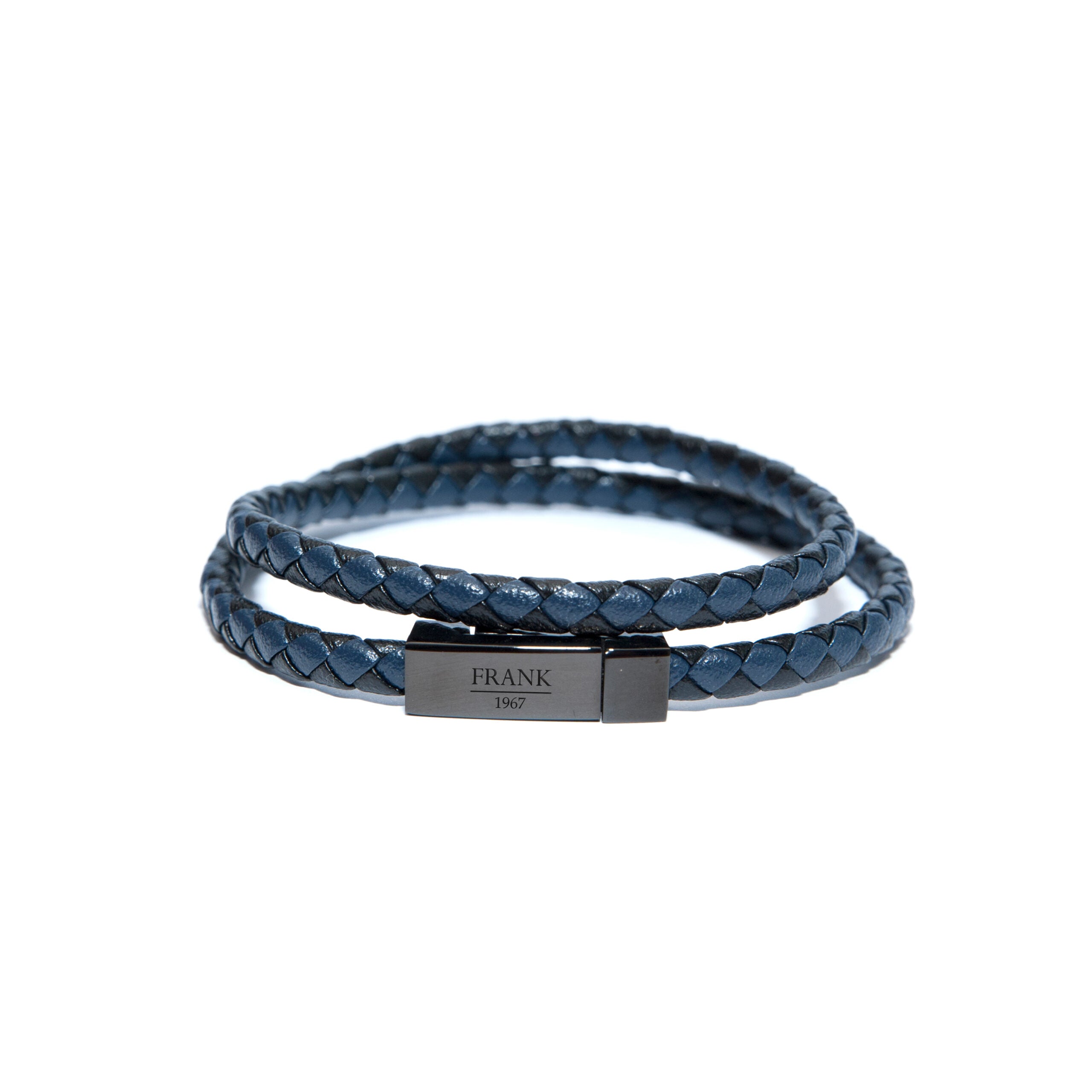 Double Wrap Leather Bracelet - Blue