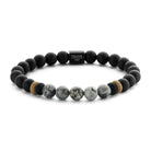 Frank 1967 Chunky Grey Natural Stone Beads Bracelet Grey front view
