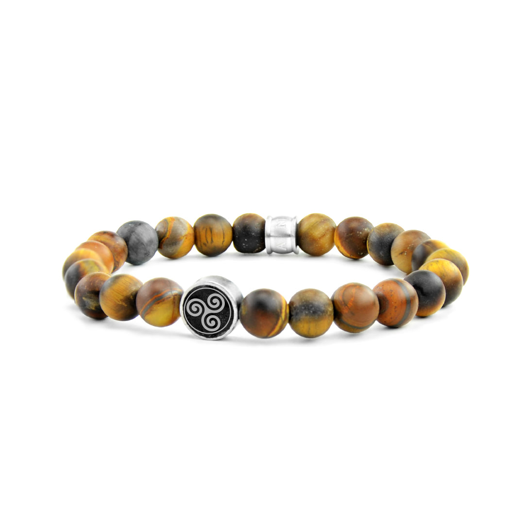 Men's Tiger Eye Bracelet With Coin-Front View
