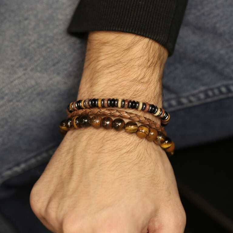 Frank 1967 Bold Beads Bracelet - Brown Brown model front view