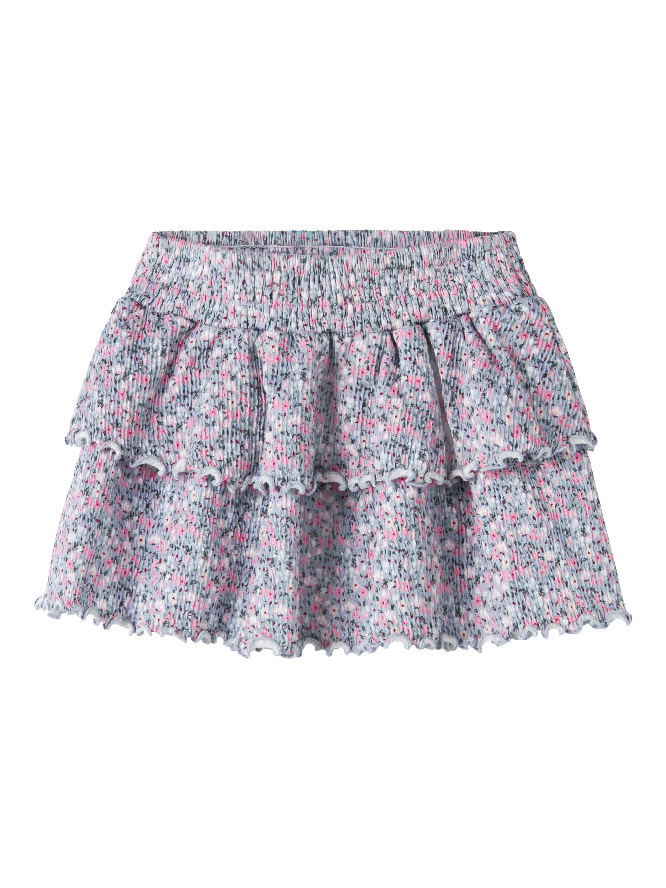 NAME IT Girls Katrina Floral Skirt in Subdued Blue front product view