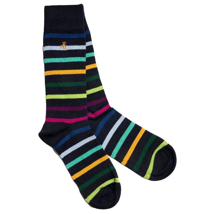 Swole Panda Navy Small Stripe Socks SP347-L product view