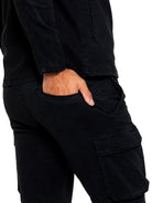 ENZO Nova Black Drawstring Cargo Pants Black view 11