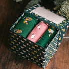 Swole Panda Sock Gift Box - 3 Pairs - Farming Green/Pink model front view