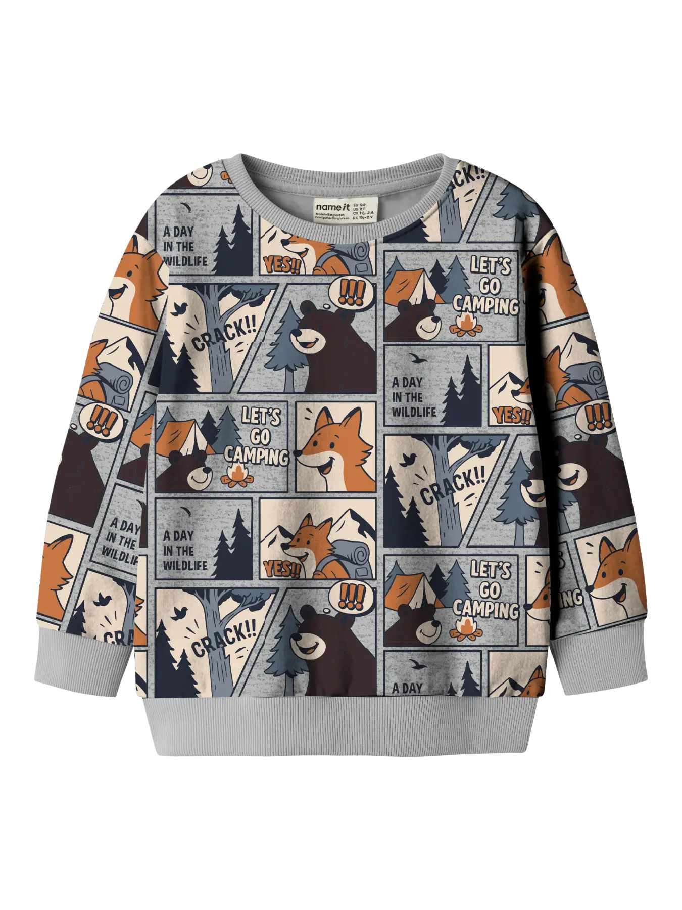 NAME IT Oswaldy Long Sleeve Sweatshirt in Grey Melange front view