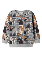 NAME IT Oswaldy Long Sleeve Sweatshirt in Grey Melange front view
