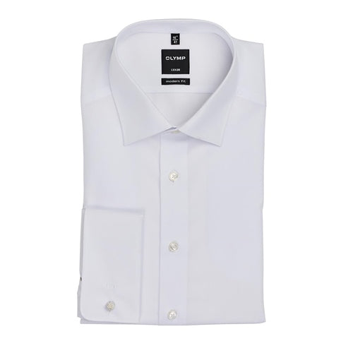 Olymp Olymp Modern Fit Double Cuff White Shirt WHITE front view