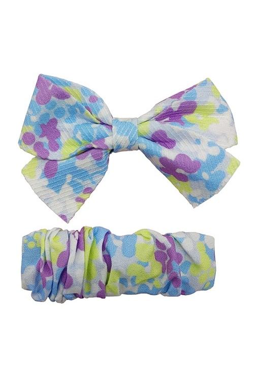 Girl's Blue 2 Pack Flower Clip Set-Front View