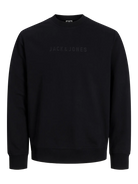 JACK JONES CORE Recharge Mold Print Black Crew Sweat Black model front view