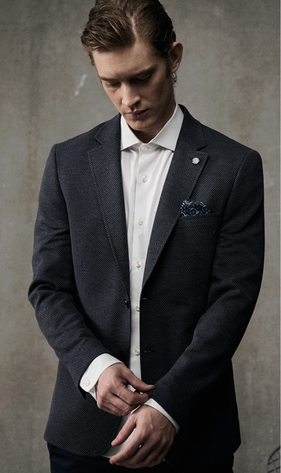 Dario Beltran Navy/Grey Pattern Mens Blazer