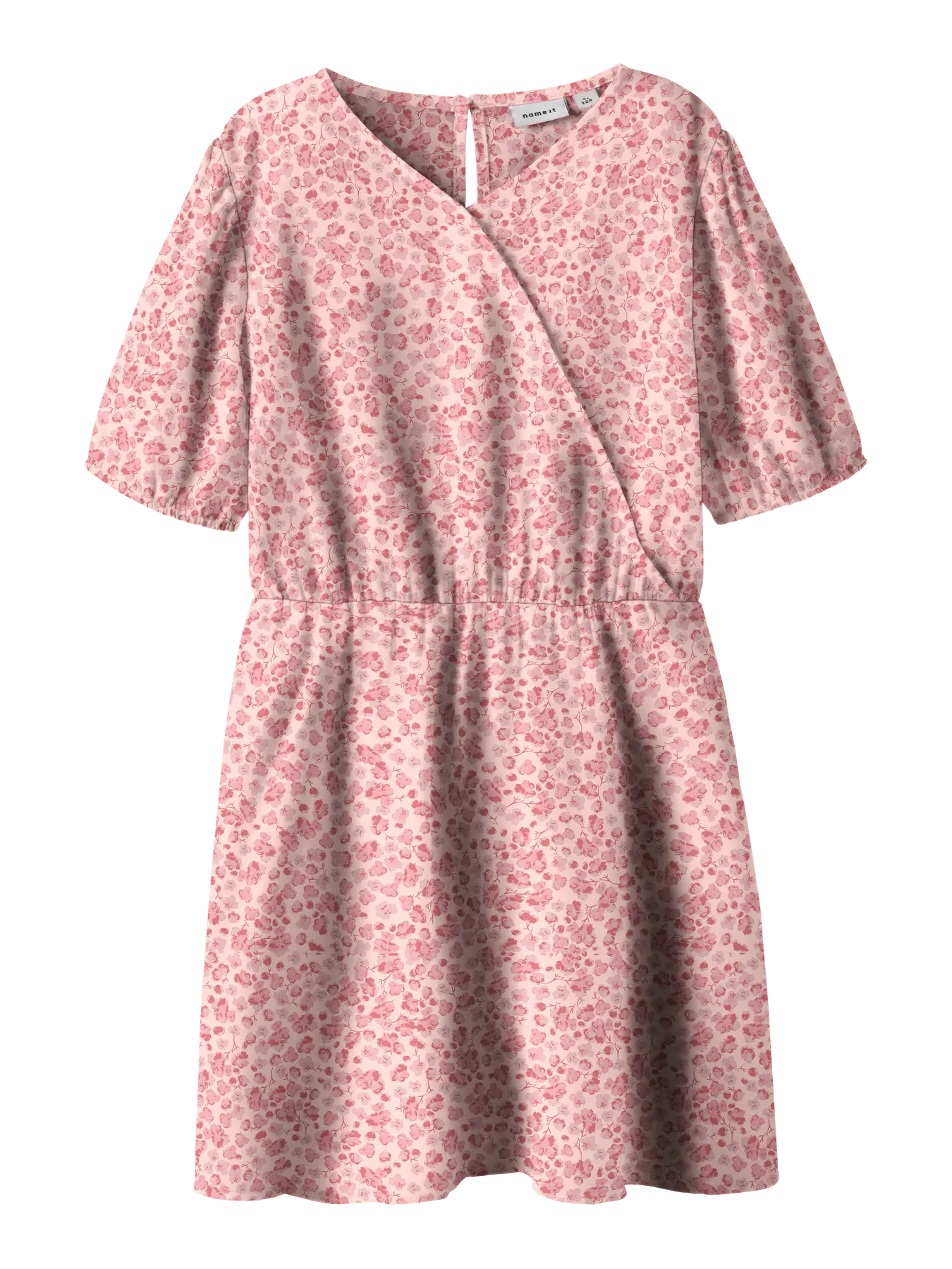 NAME IT Fany Short Sleeve Wrap Dress Pearl front view