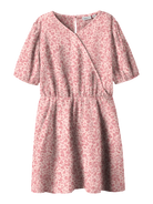 NAME IT Fany Short Sleeve Wrap Dress Pearl front view