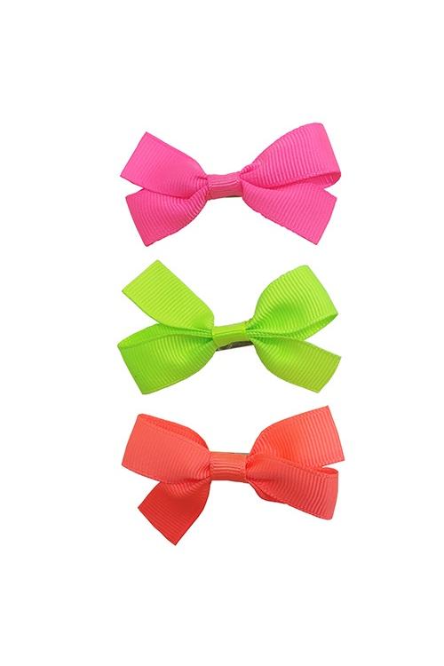 Girl's 3 Pack Bow Clip-Front View