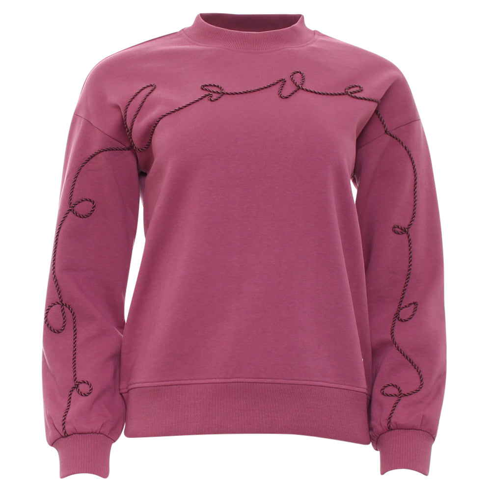 Ladies Relax & Renew Abbie Berry Sweater-Ghost Front View