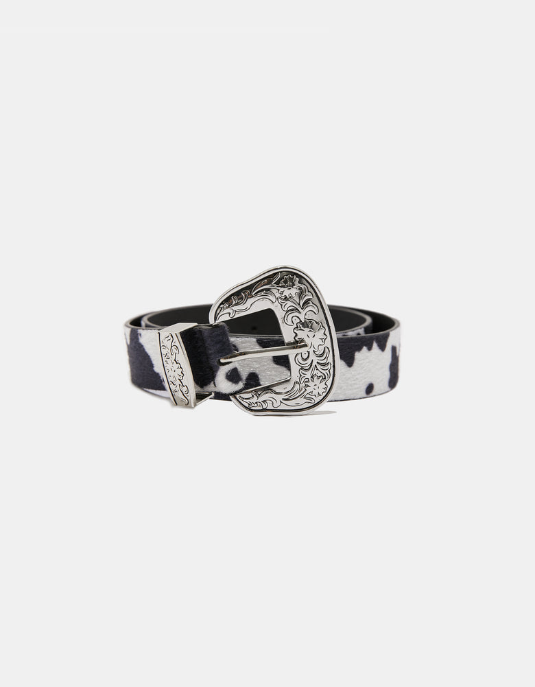 Tally Weijl Cow Print Belt Black/White front view