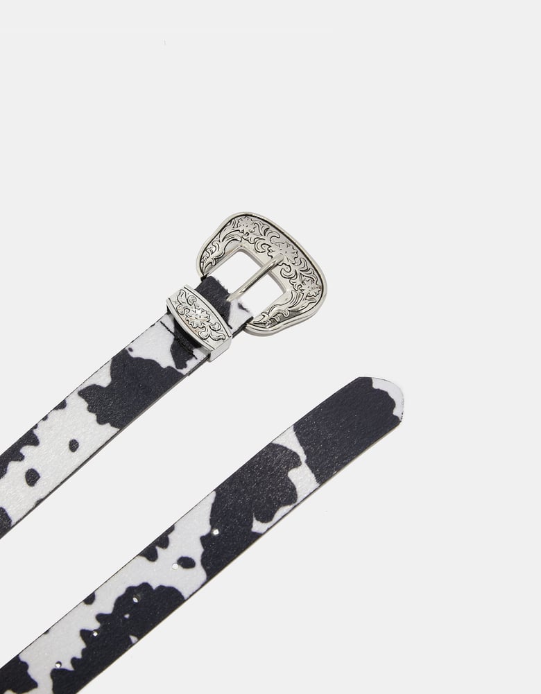 Ladies Cow Print Belt-Pattern View