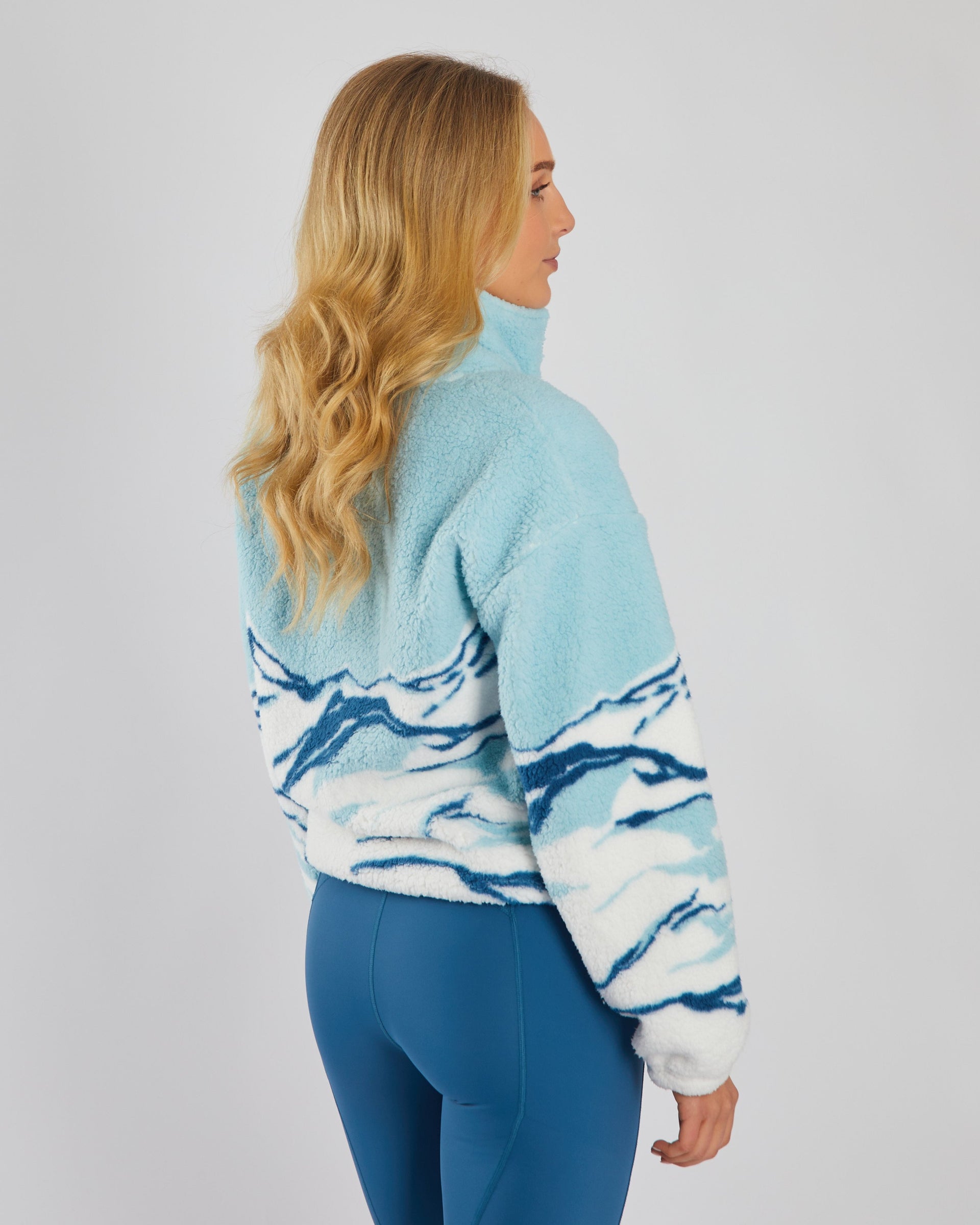 Ladies Adele Fleece Half Zip - Blue-Back View