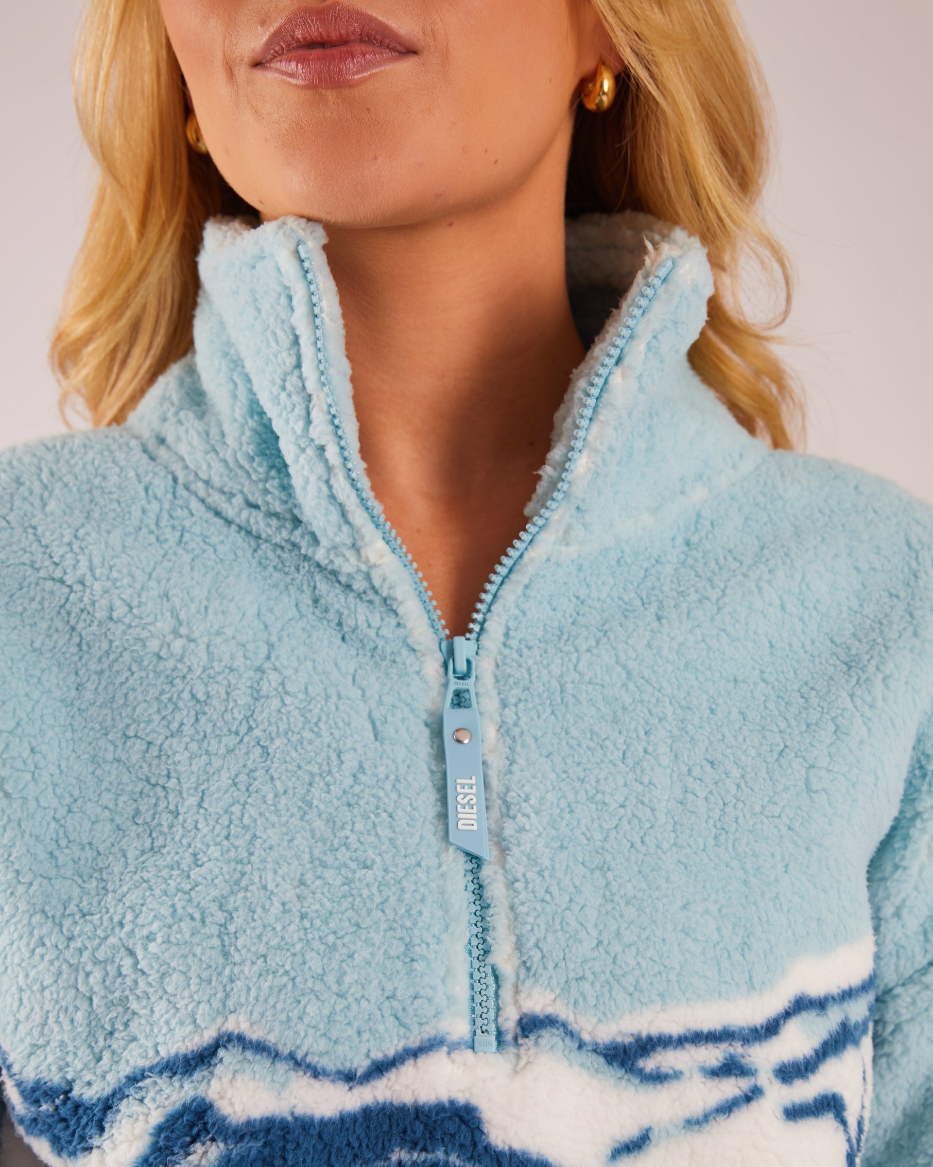 Ladies Adele Fleece Half Zip - Blue-Zip Fastening View