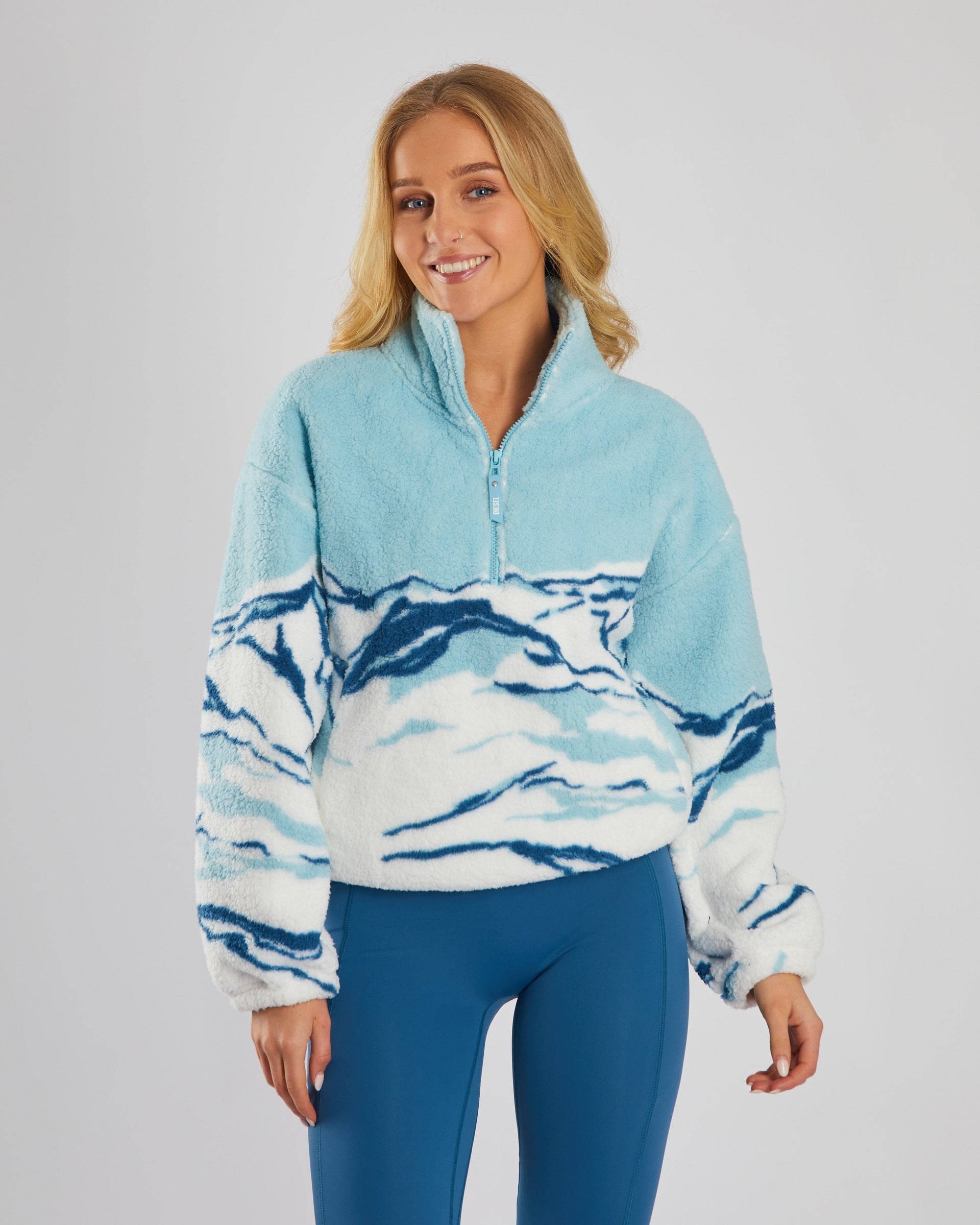 Ladies Adele Fleece Half Zip - Blue-Front View