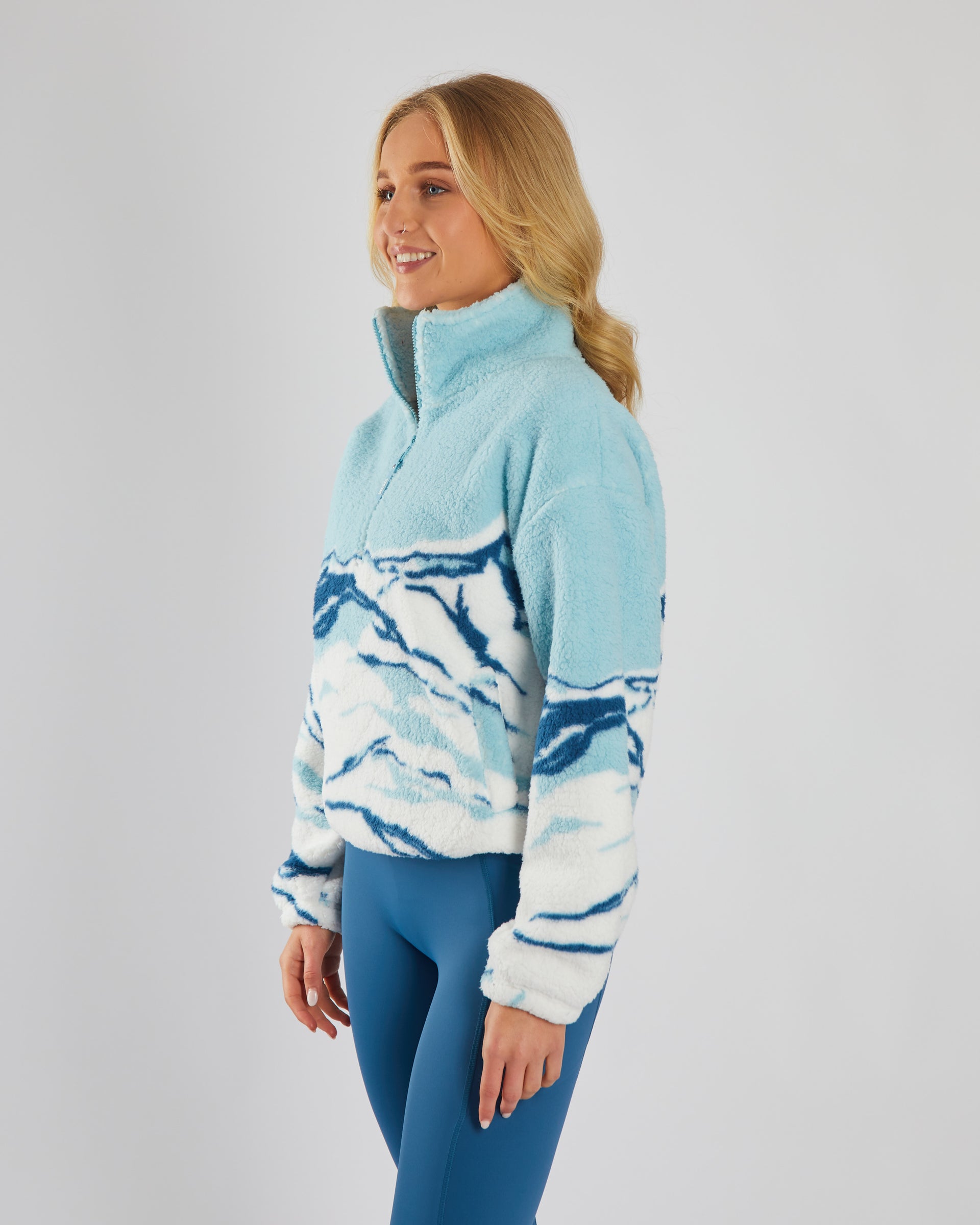 Ladies Adele Fleece Half Zip - Blue-Side View